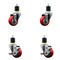 Service Caster 3'' Red Poly Wheel Swivel 1-7/8'' Expanding Stem Caster Set 2 Brakes, 4PK SCC-EX20S314-PPUB-RED-2-TLB-2-178 - alternate 1